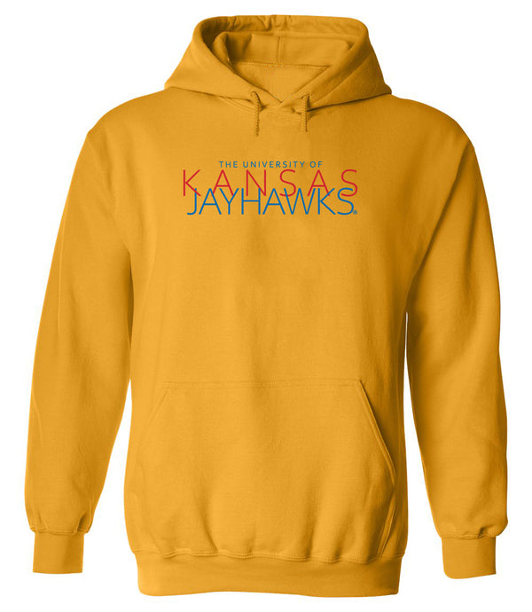 Kansas Jayhawks Hooded Sweatshirt - Overlapping University of Kansas Jayhawks