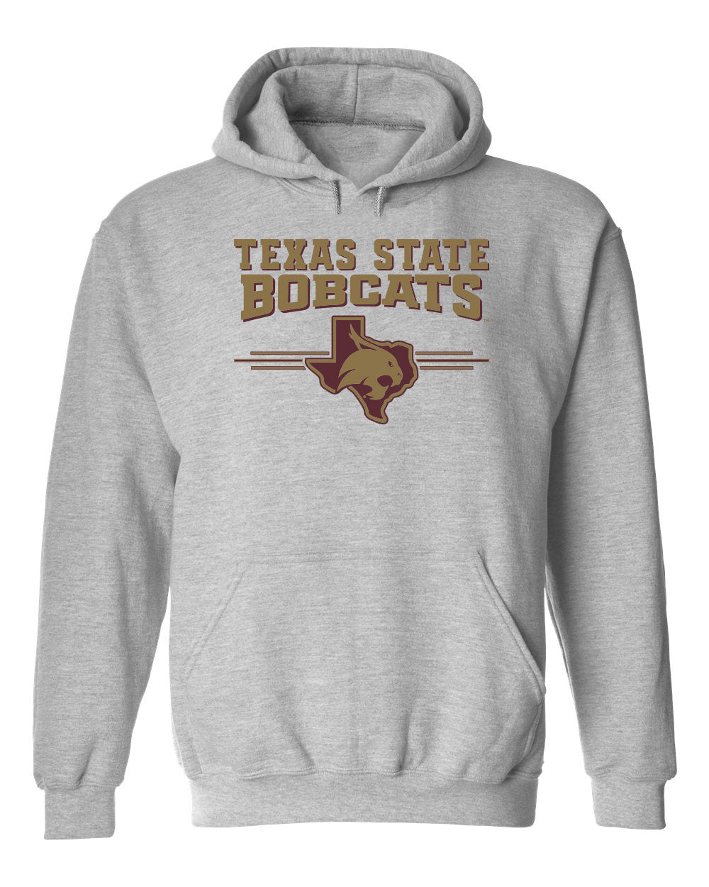 Texas State Bobcats Hooded Sweatshirt - 3 Stripe State Outline Logo