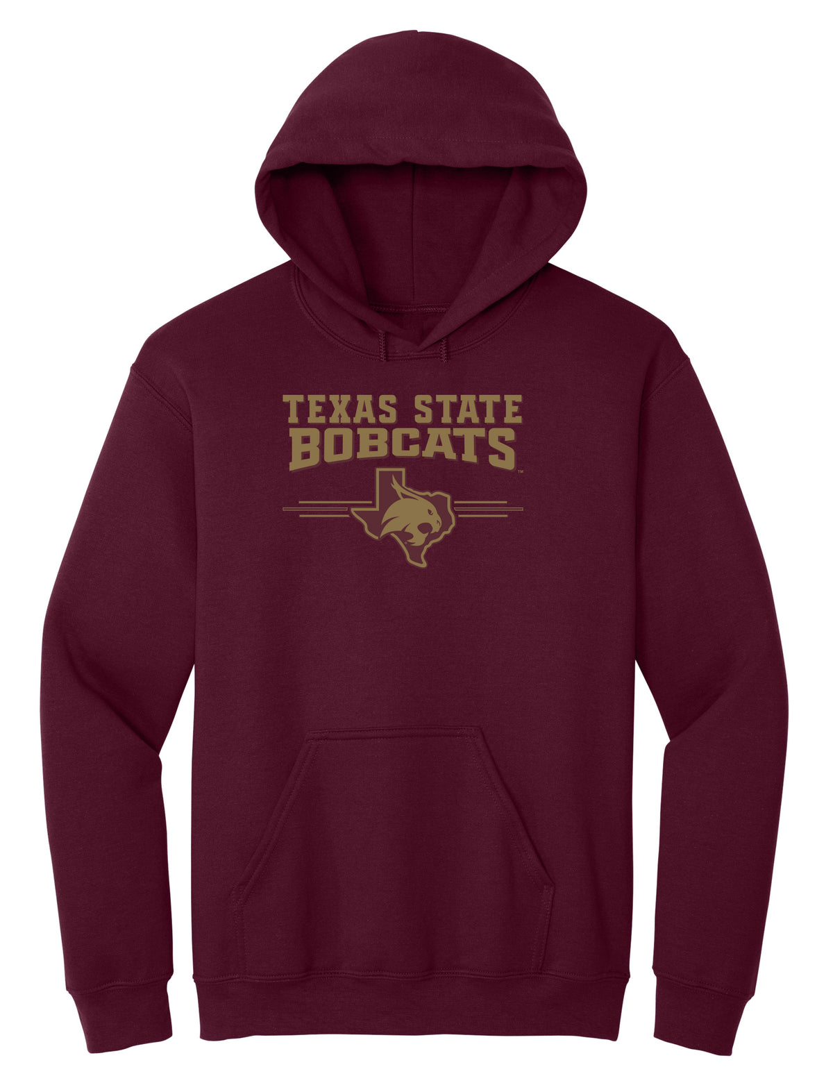 Texas State Bobcats Hooded Sweatshirt - 3 Stripe State Outline Logo