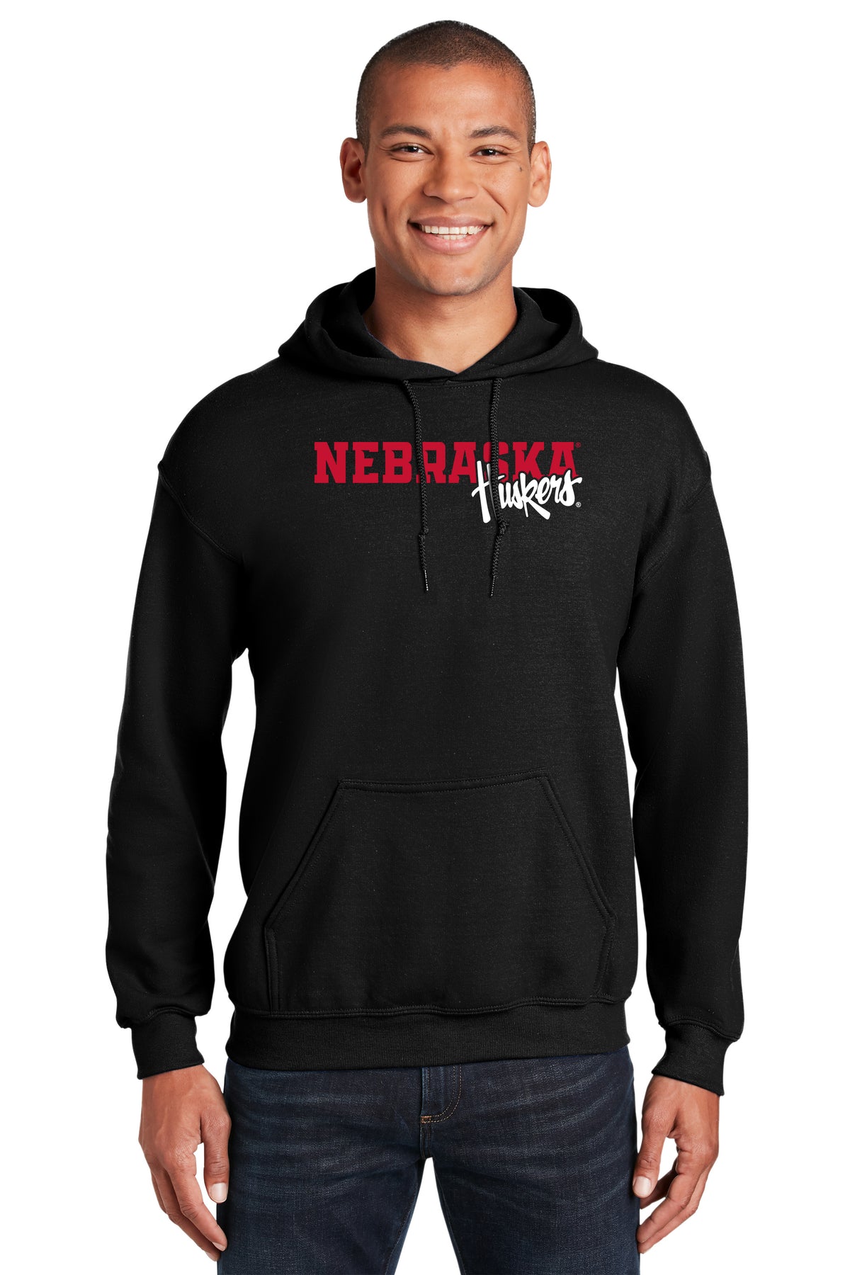 Nebraska Huskers Hooded Sweatshirt - Script Huskers Overlap Nebraska