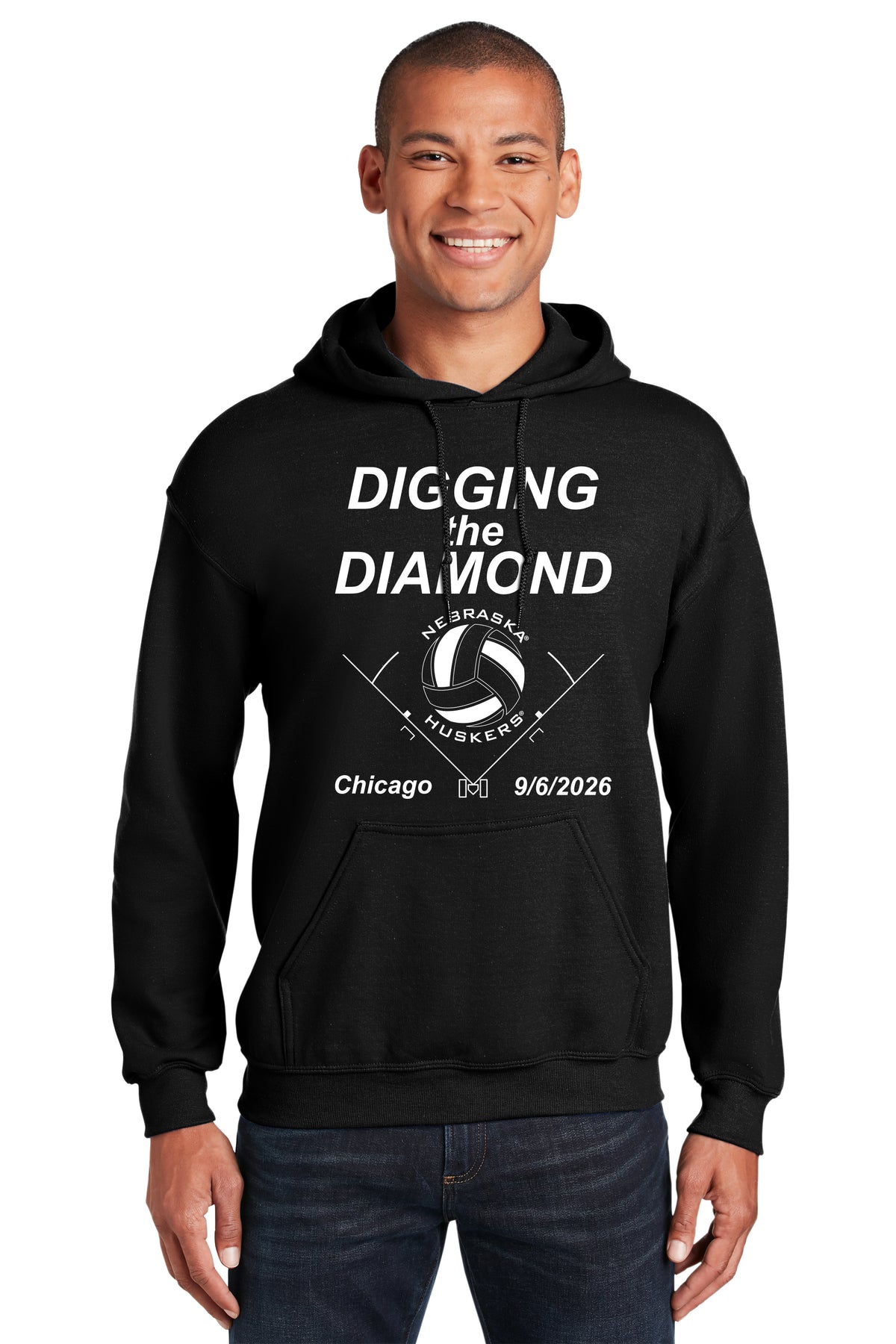 Nebraska Huskers Hooded Sweatshirt - Nebraska Volleyball Digging the Diamond