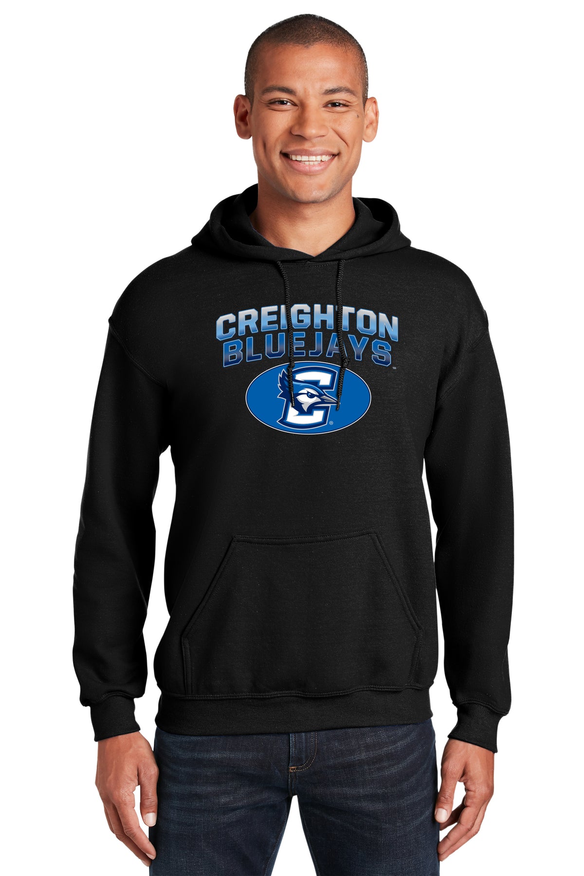 Creighton Bluejays Hooded Sweatshirt - Full Color Fade Primary Logo Oval