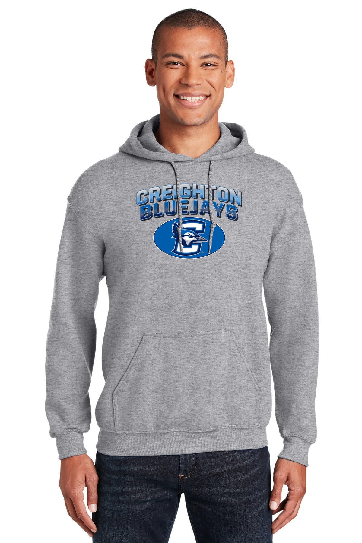 Creighton Bluejays Hooded Sweatshirt - Full Color Fade Primary Logo Oval