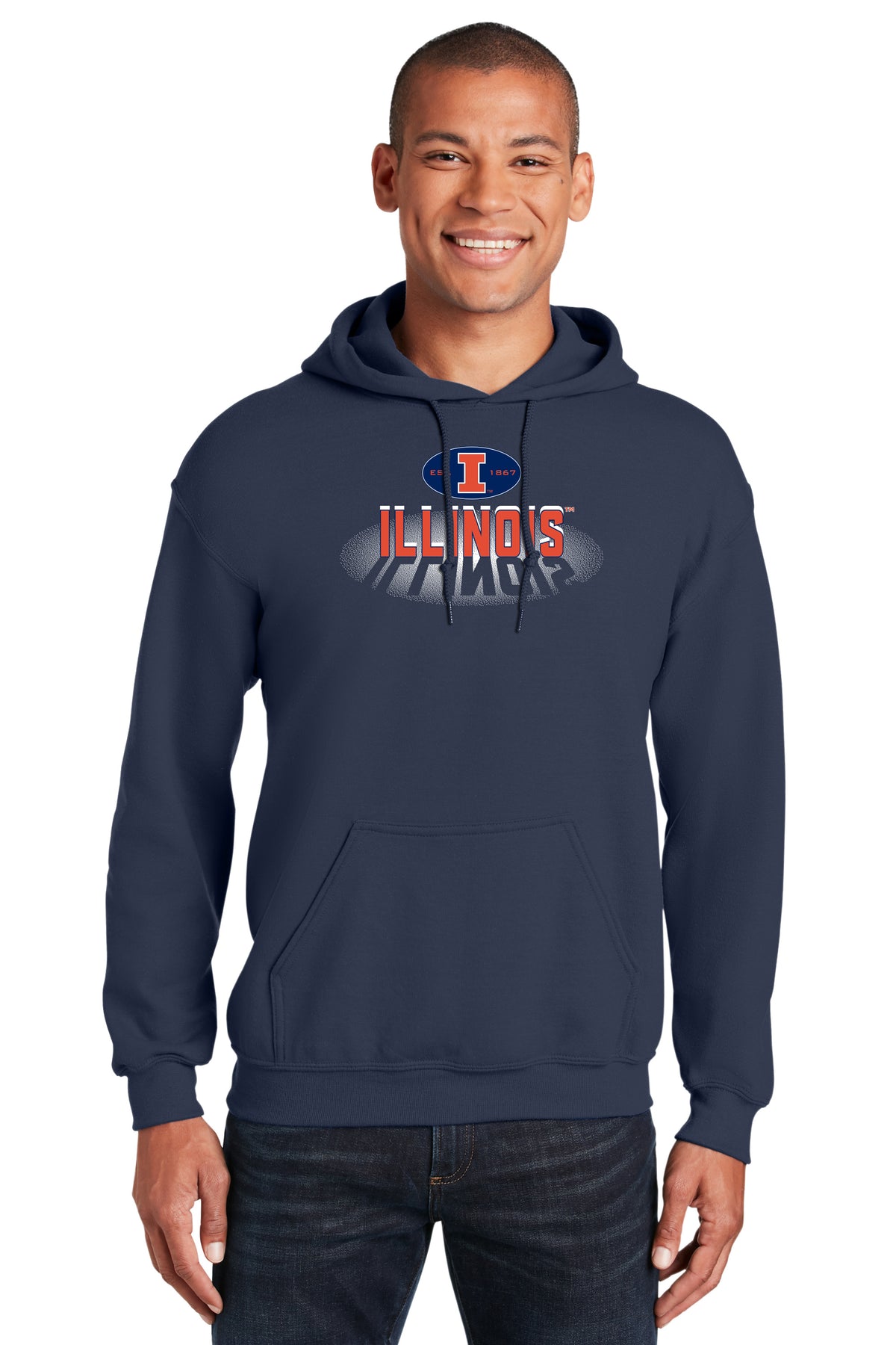 Illinois Fighting Illini Hooded Sweatshirt - Spotlight and Shadow Illinois