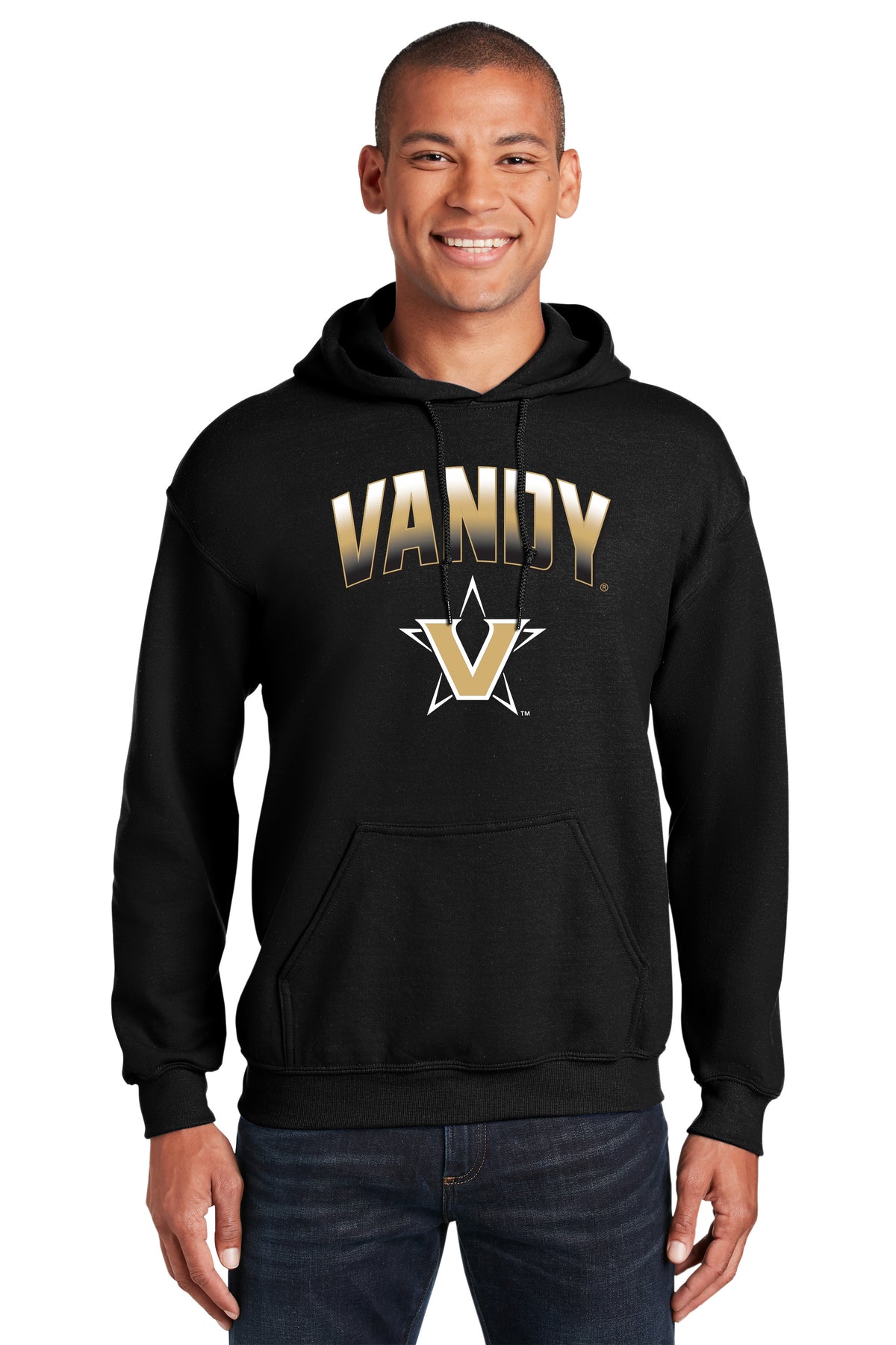 Vanderbilt Commodores Hooded Sweatshirt - Vandy Arch Full Color Fade with Primary