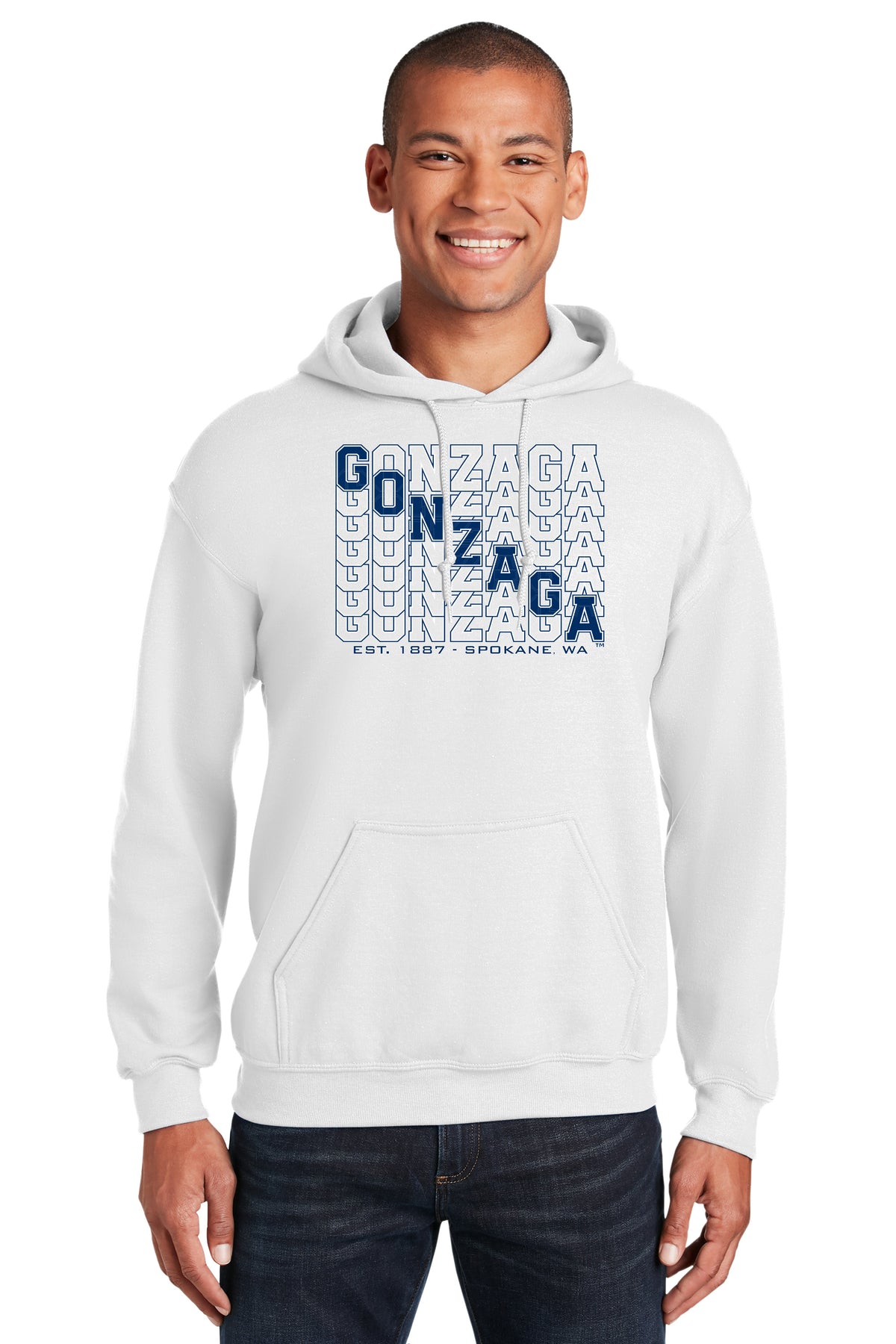 Gonzaga Bulldogs Hooded Sweatshirt - Diagonal Echo Gonzaga