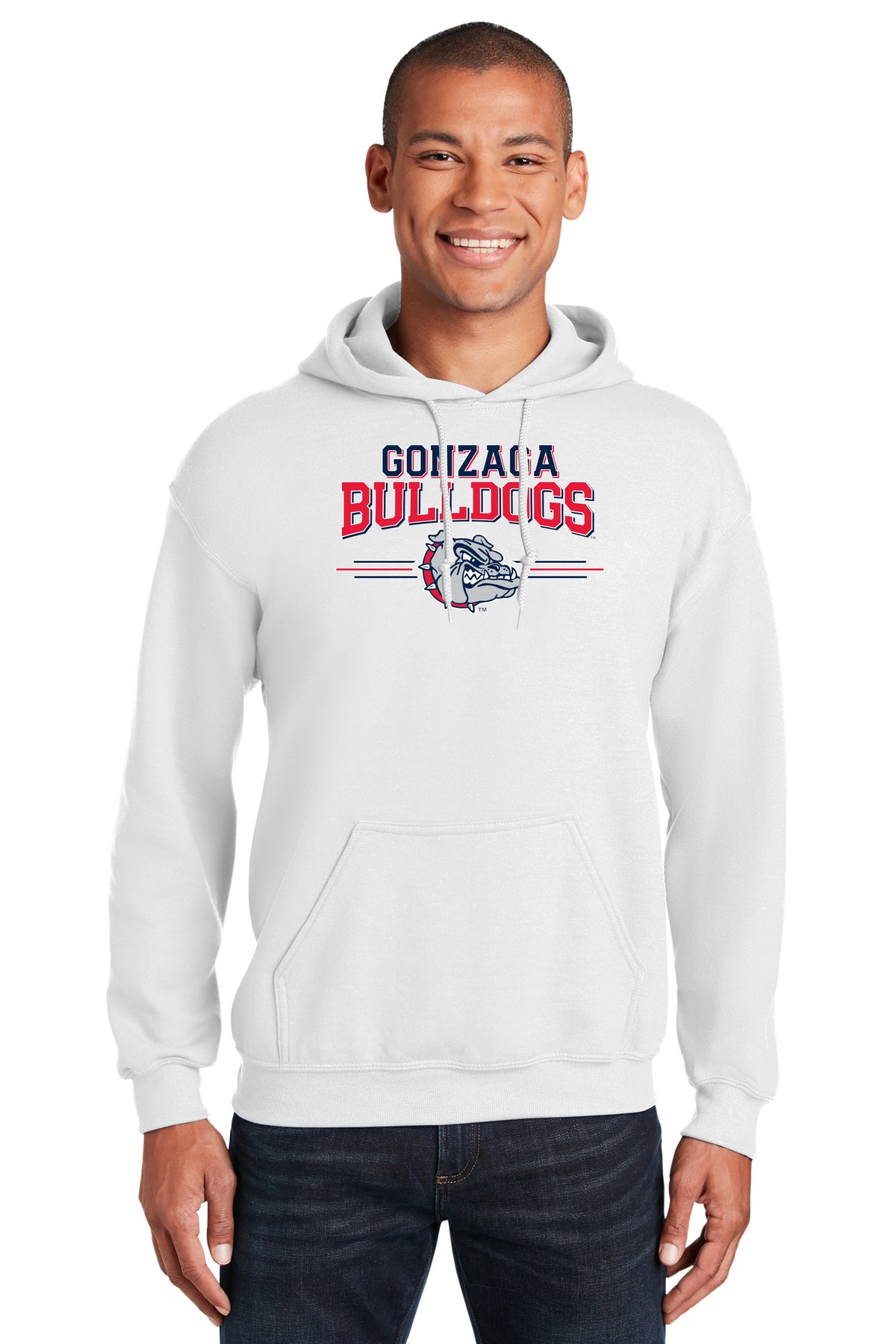 Gonzaga Bulldogs Hooded Sweatshirt - Gonzaga Bulldogs 3 Stripe