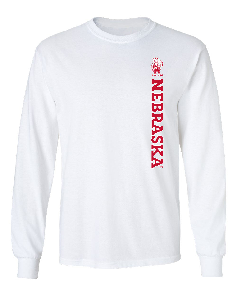 Nebraska Huskers Long Sleeve Tee Shirt - Vertical Nebraska Herbie Husker