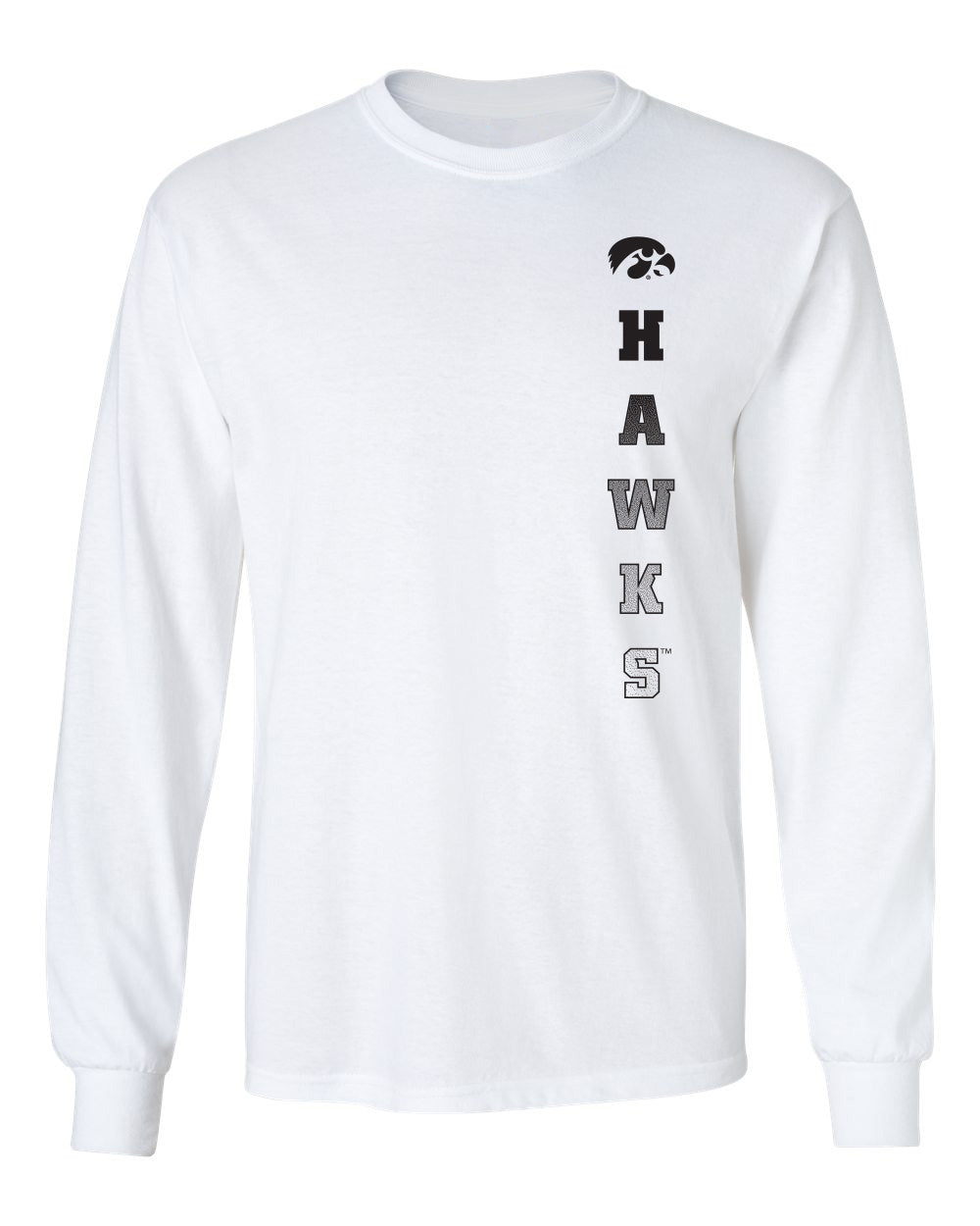 Iowa Hawkeyes Long Sleeve Tee Shirt - Vert Hawks Fade with Tigerhawk