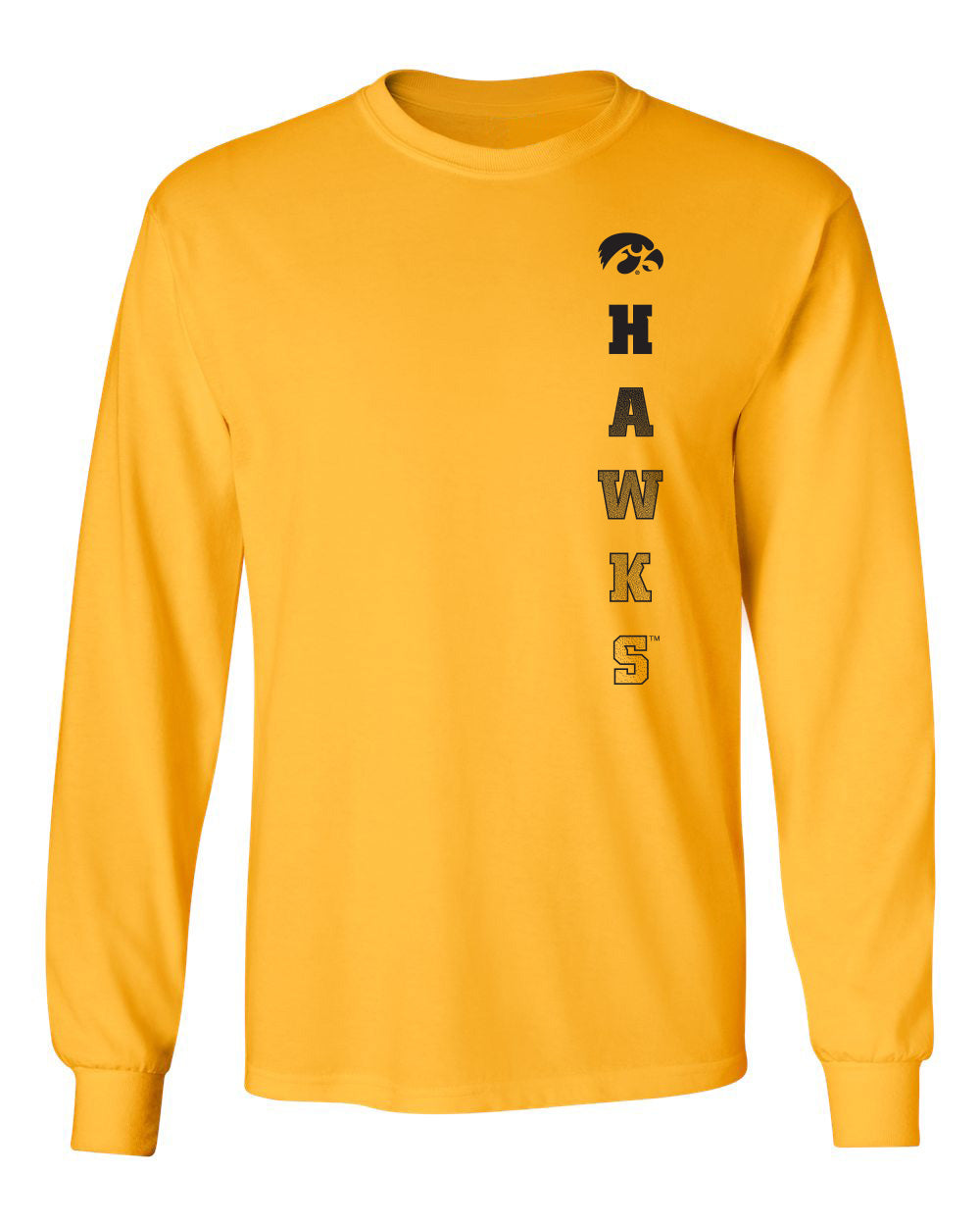Iowa Hawkeyes Long Sleeve Tee Shirt - Vert Hawks Fade with Tigerhawk