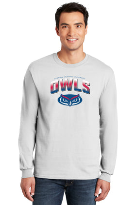 Florida Atlantic Owls Long Sleeve Tee Shirt - FAU Full Color OWLS Fade