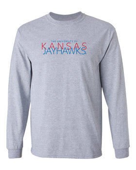 Kansas Jayhawks Long Sleeve Tee Shirt - Overlapping University of Kansas Jayhawks