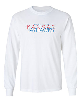Kansas Jayhawks Long Sleeve Tee Shirt - Overlapping University of Kansas Jayhawks