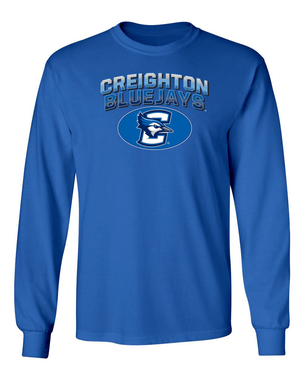 Creighton Bluejays Long Sleeve Tee Shirt - Full Color Fade Primary Logo Oval