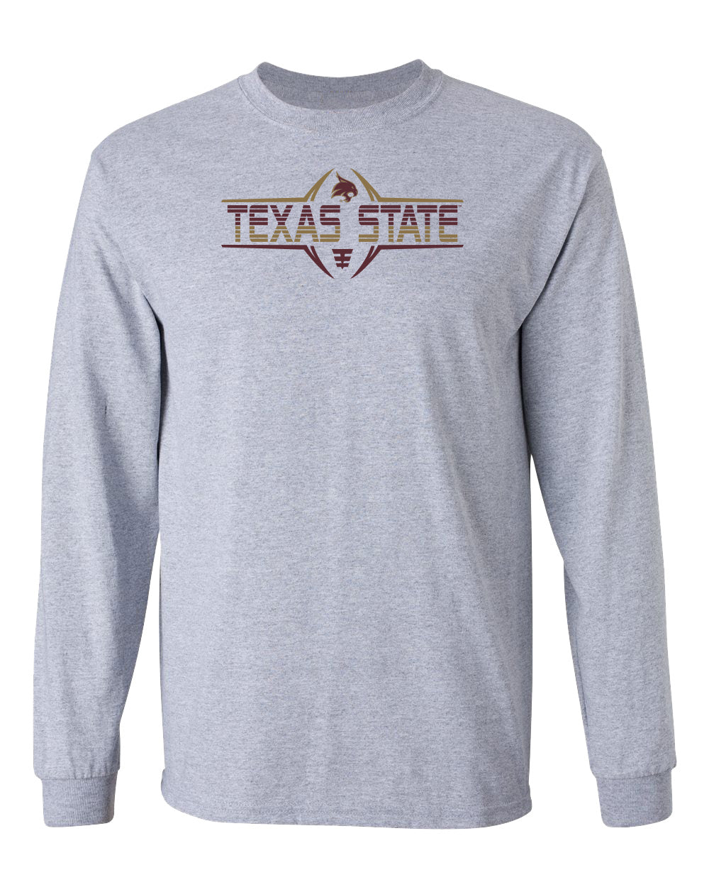 Texas State Bobcats Long Sleeve Tee Shirt - Striped Texas State Football Laces