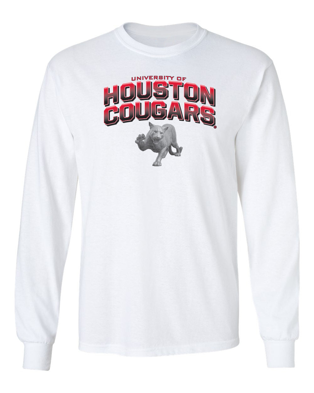 Houston Cougars Long Sleeve Tee Shirt - Full Color Fade with Cougar