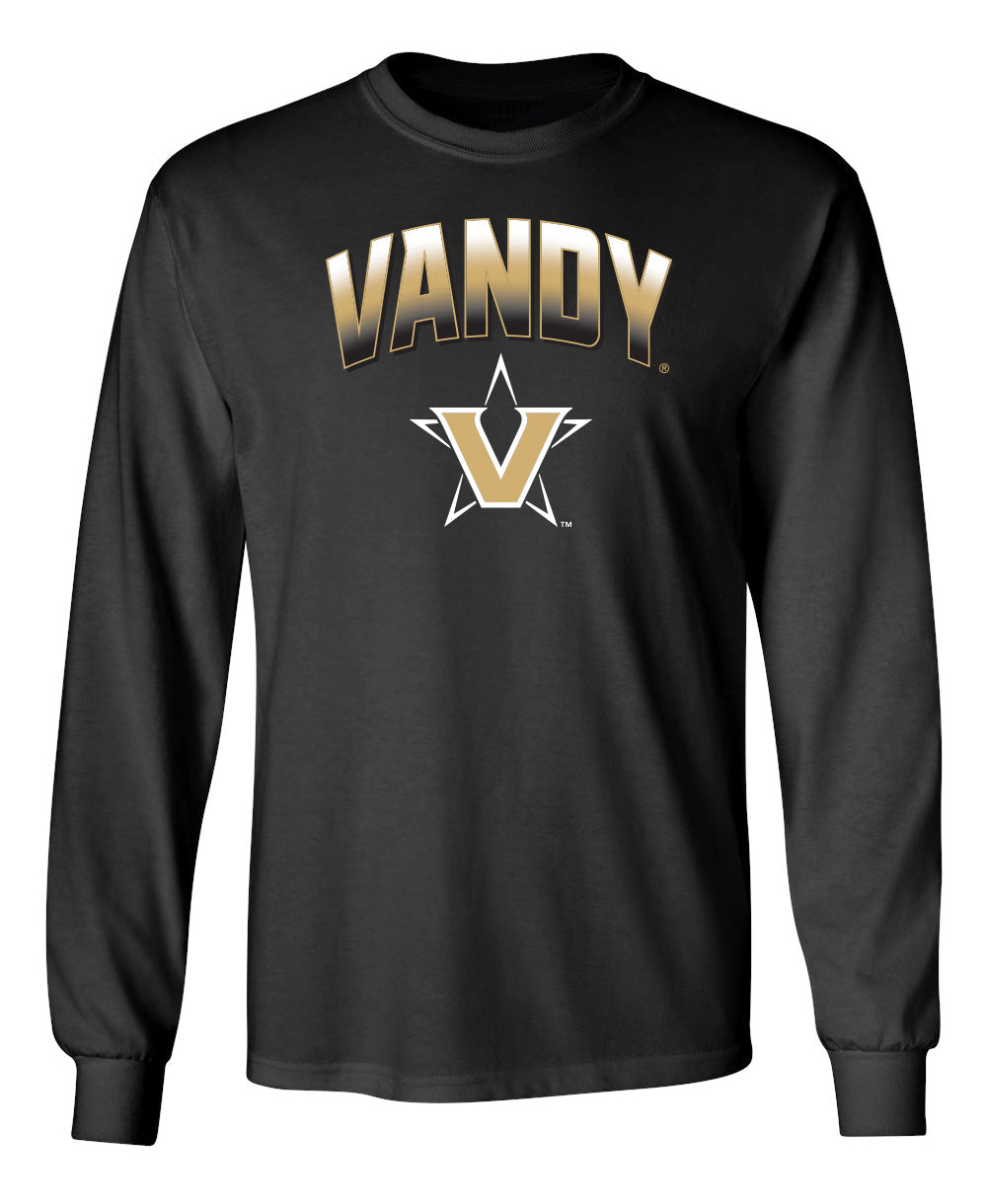 Vanderbilt Commodores Long Sleeve Shirt - Vandy Arch Full Color Fade with Primary
