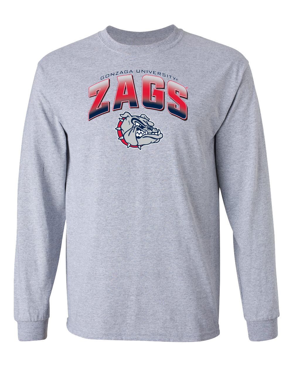 Gonzaga Bulldogs Long Sleeve Tee Shirt - Zags Full Color Fade