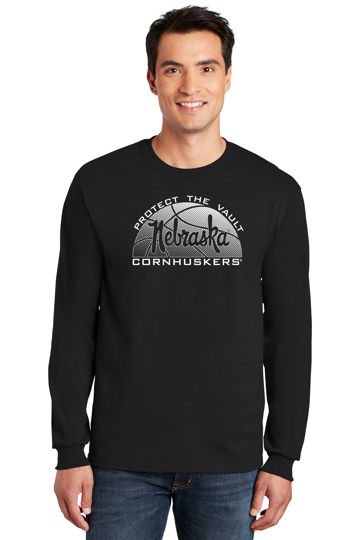Nebraska Huskers Long Sleeve Tee Shirt - Script Nebraska Basketball