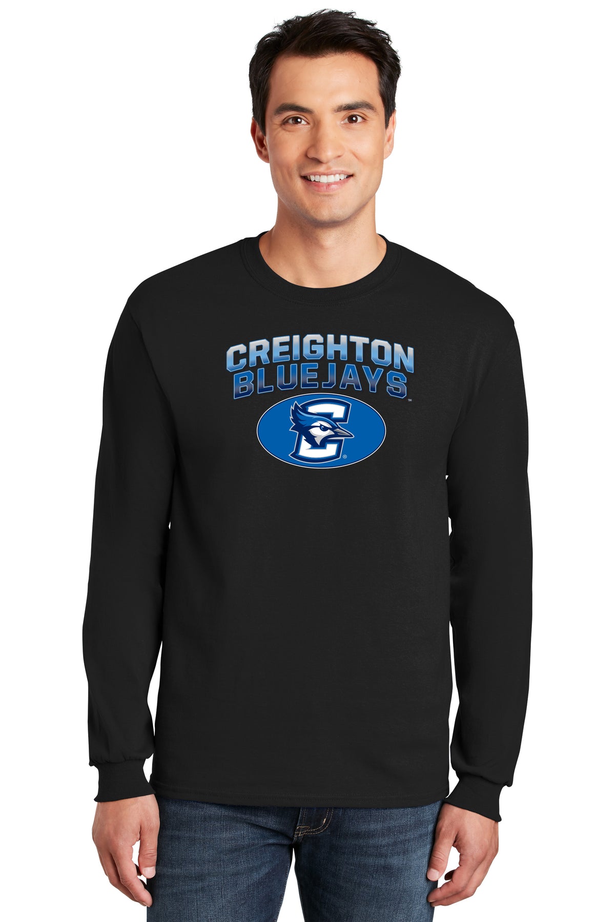 Creighton Bluejays Long Sleeve Tee Shirt - Full Color Fade Primary Logo Oval