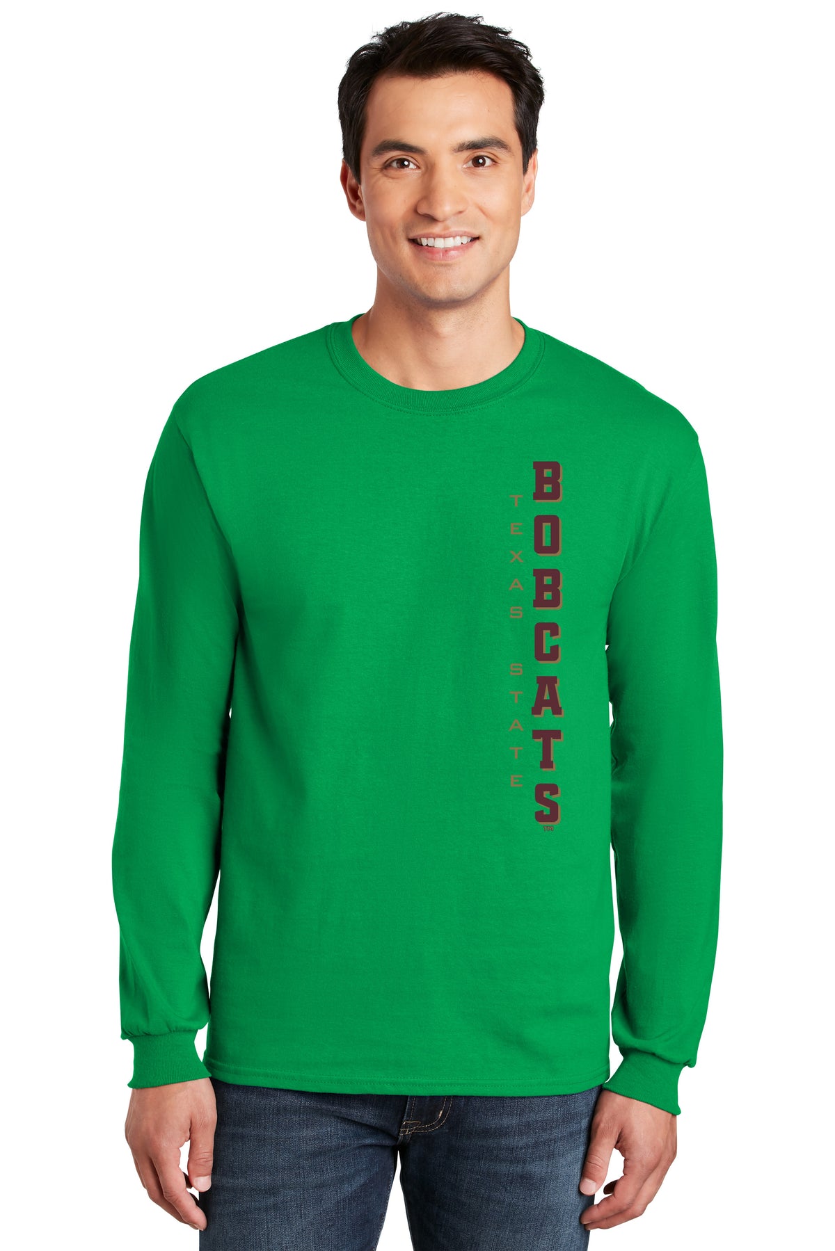 Texas State Bobcats Long Sleeve Tee Shirt - Vertical Texas State Bobcats