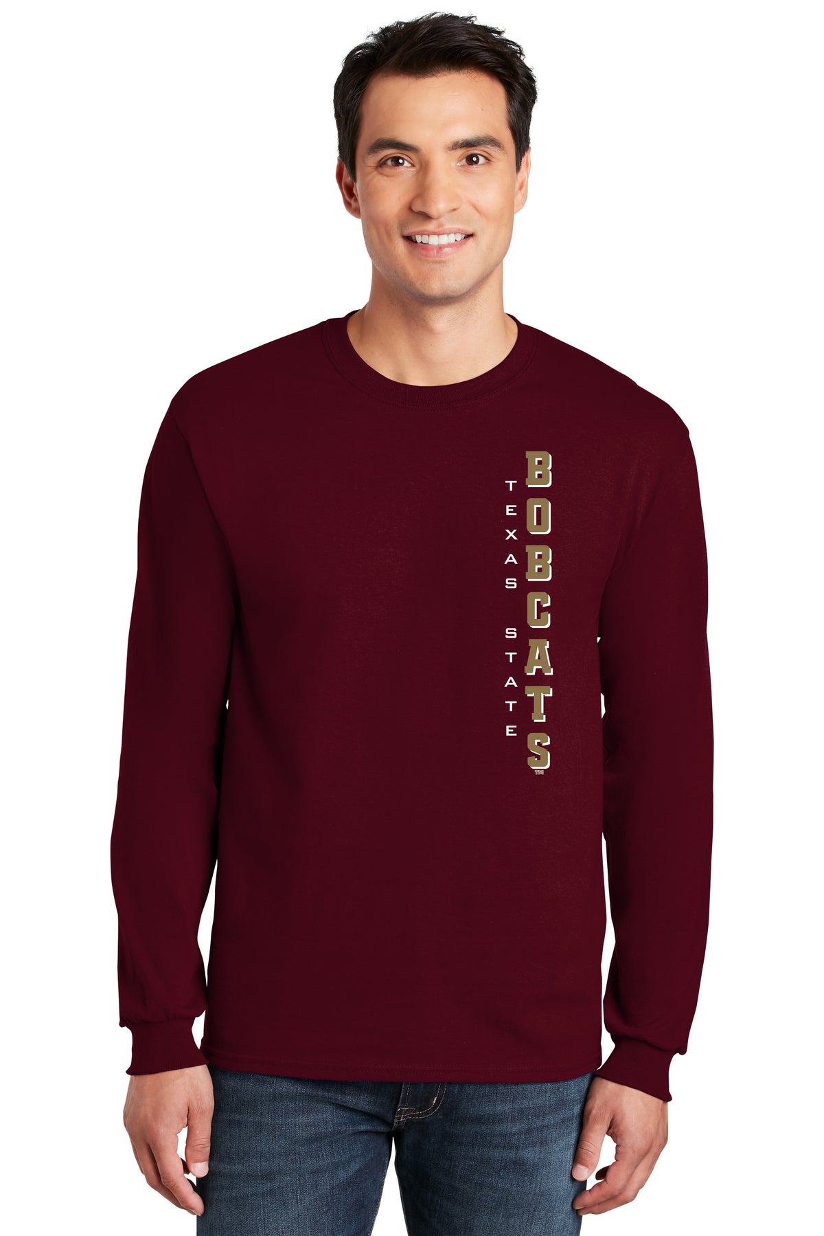 Texas State Bobcats Long Sleeve Tee Shirt - Vertical Texas State Bobcats