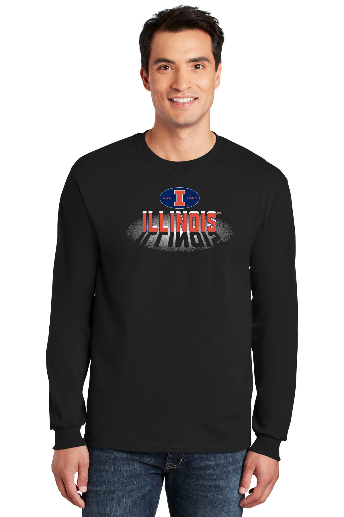 Illinois Fighting Illini Long Sleeve Tee Shirt - Spotlight and Shadow Illinois