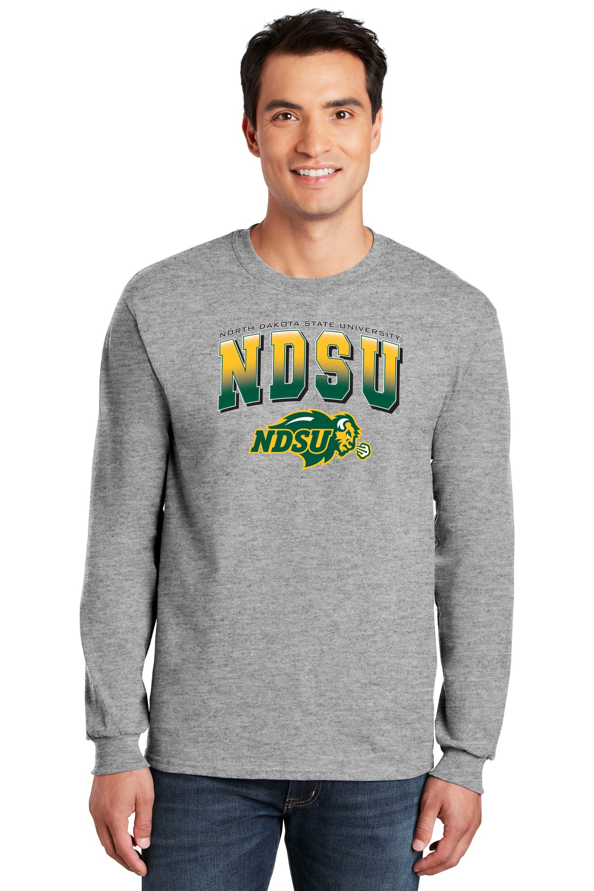 NDSU Bison Long Sleeve Tee Shirt - Full Color NDSU Fade with Logo