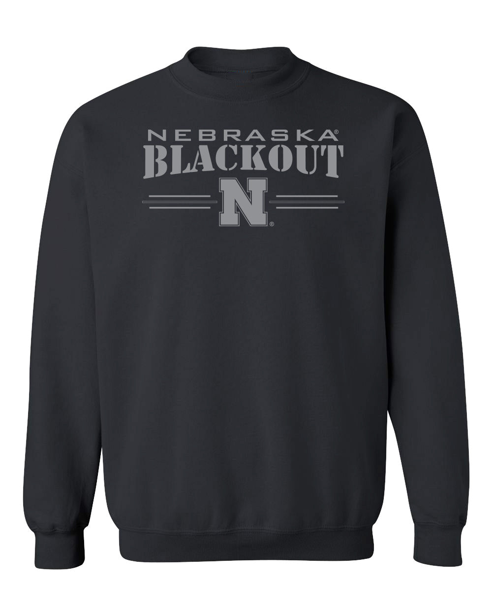 Nebraska Huskers Crewneck Sweatshirt - Nebraska Blackout Block N