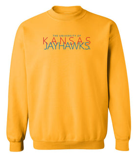 Kansas Jayhawks Crewneck Sweatshirt - Overlapping University of Kansas Jayhawks