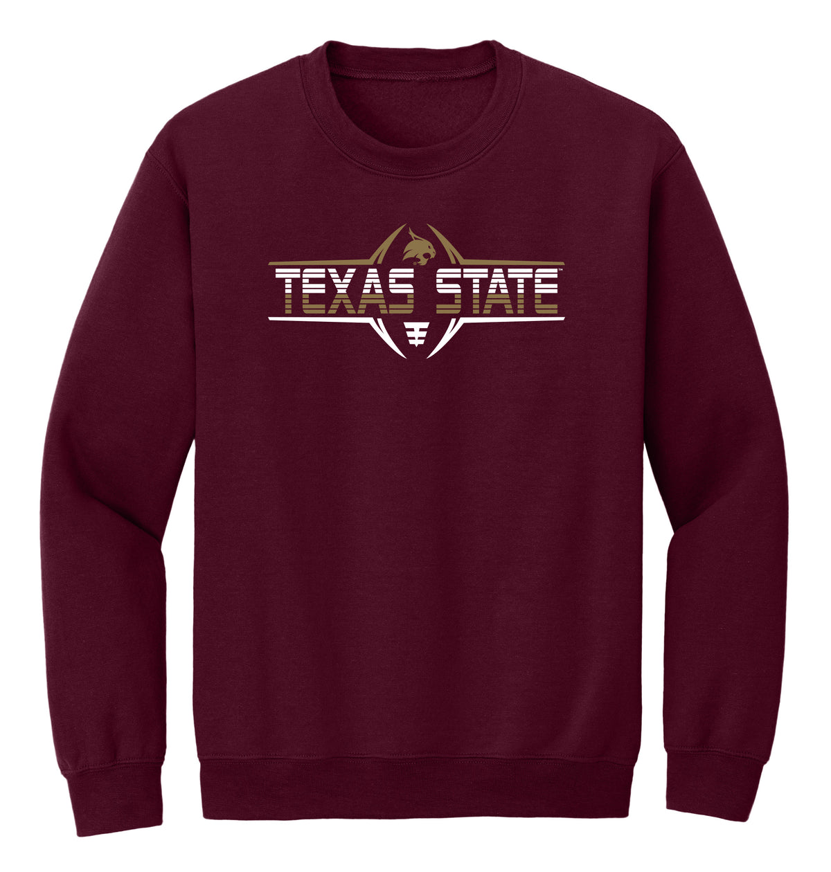 Texas State Bobcats Crewneck Sweatshirt - Striped Texas State Football Laces