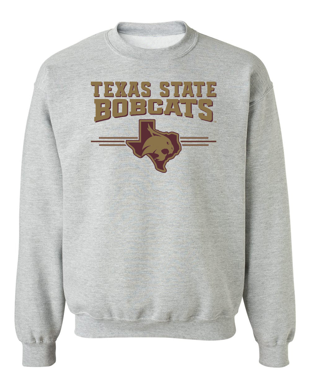 Texas State Bobcats Crewneck Sweatshirt - 3 Stripe State Outline Logo