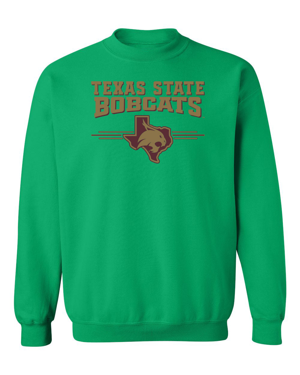 Texas State Bobcats Crewneck Sweatshirt - 3 Stripe State Outline Logo