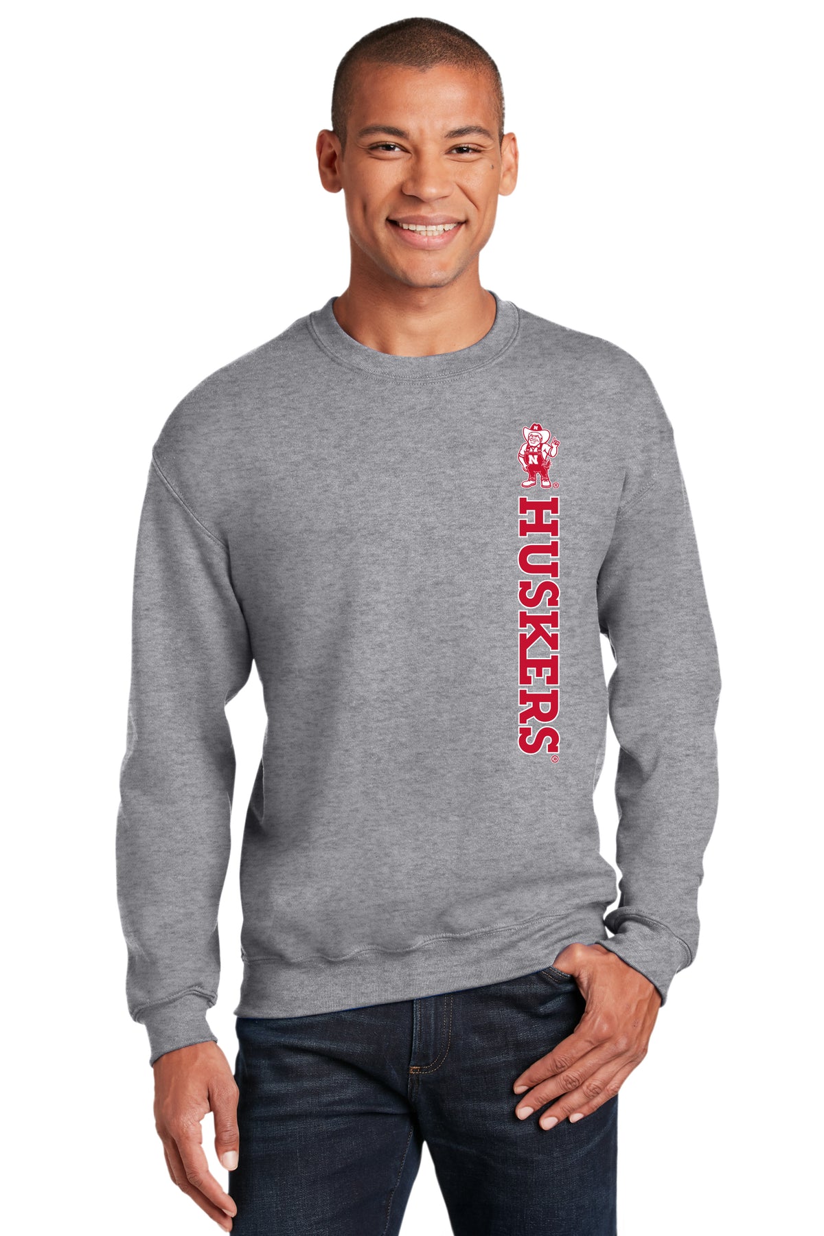 Nebraska Huskers Crewneck Sweatshirt - Vertical Huskers Herbie Husker