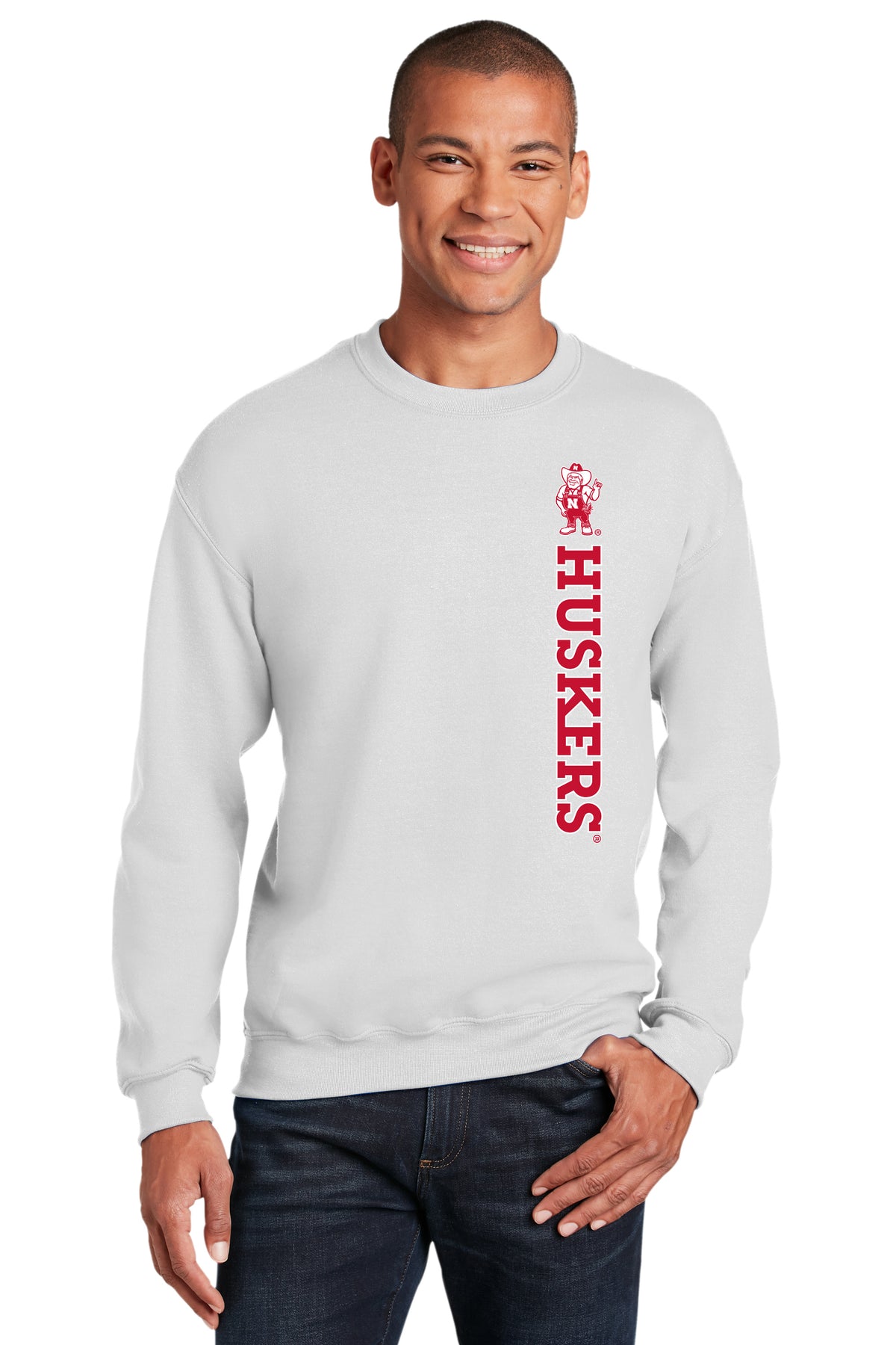 Nebraska Huskers Crewneck Sweatshirt - Vertical Huskers Herbie Husker