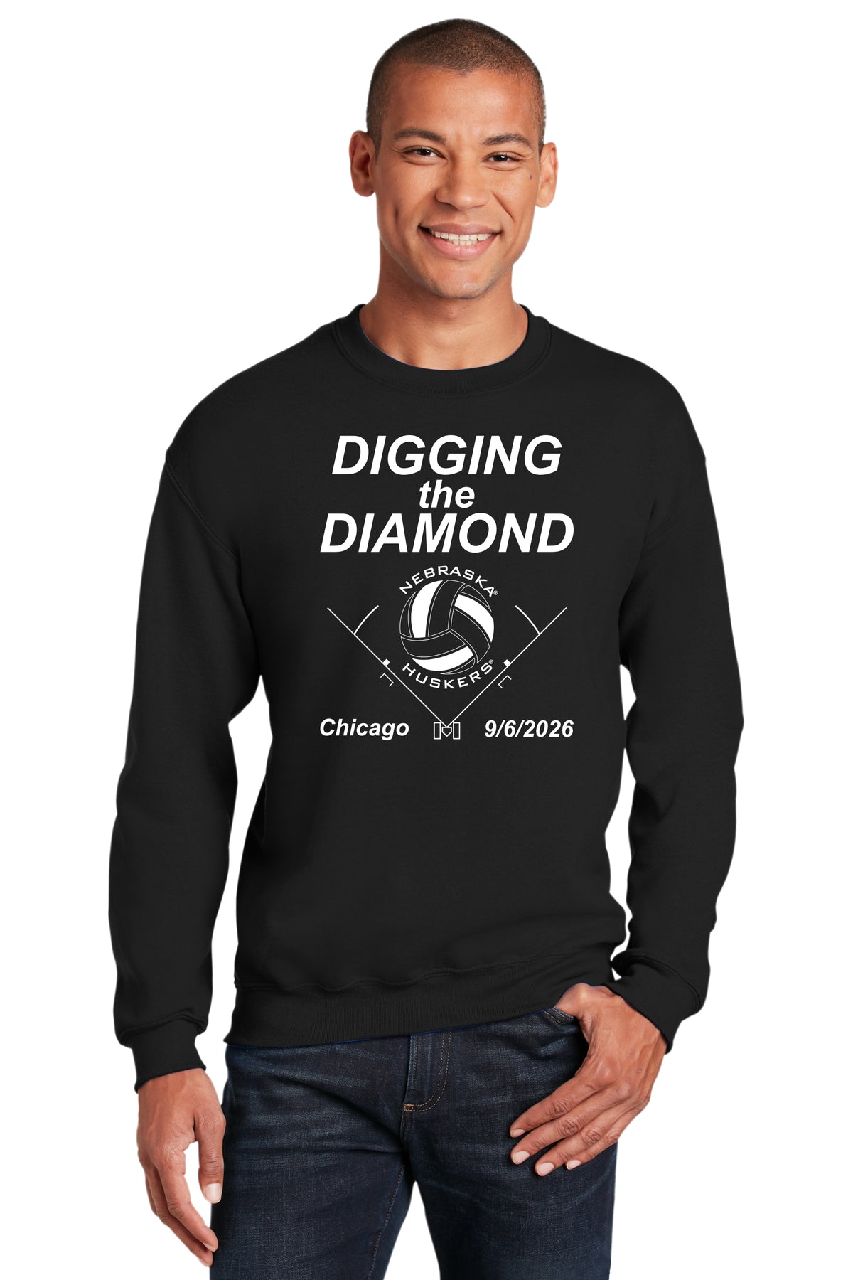 Nebraska Huskers Crewneck Sweatshirt - Nebraska Volleyball Digging the Diamond
