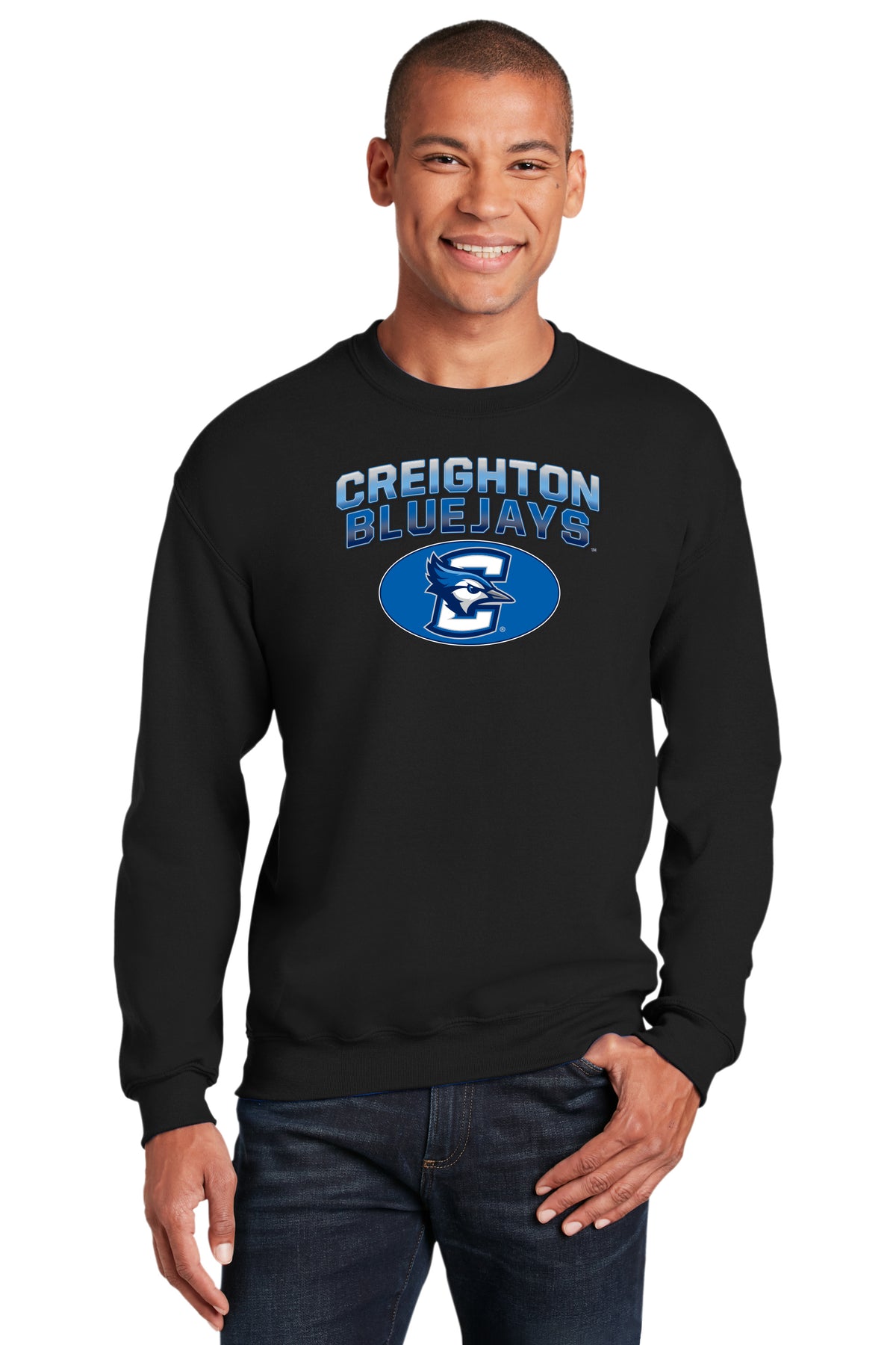 Creighton Bluejays Crewneck Sweatshirt - Full Color Fade Primary Logo Oval
