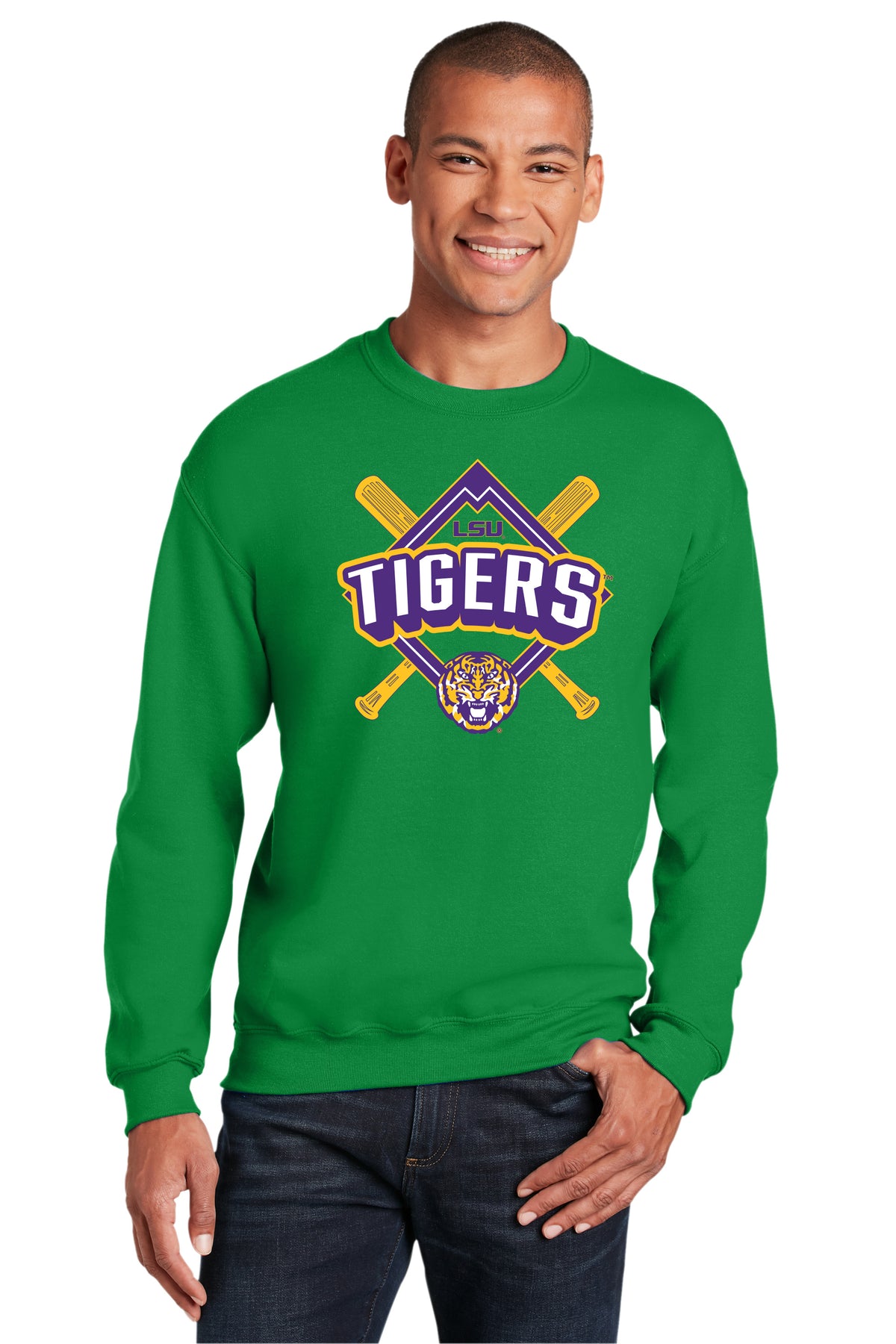 LSU Tigers Crewneck Sweatshirt - LSU Baseball Diamond
