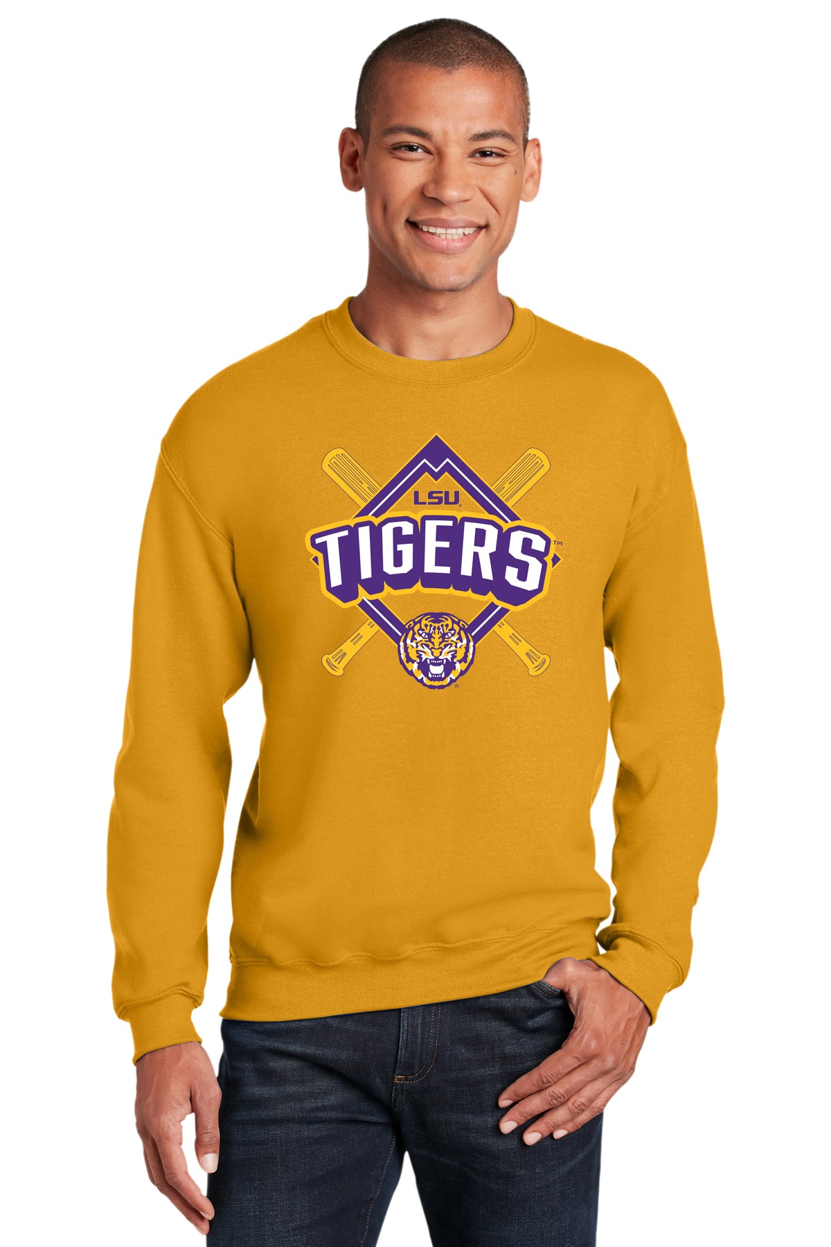 LSU Tigers Crewneck Sweatshirt - LSU Baseball Diamond