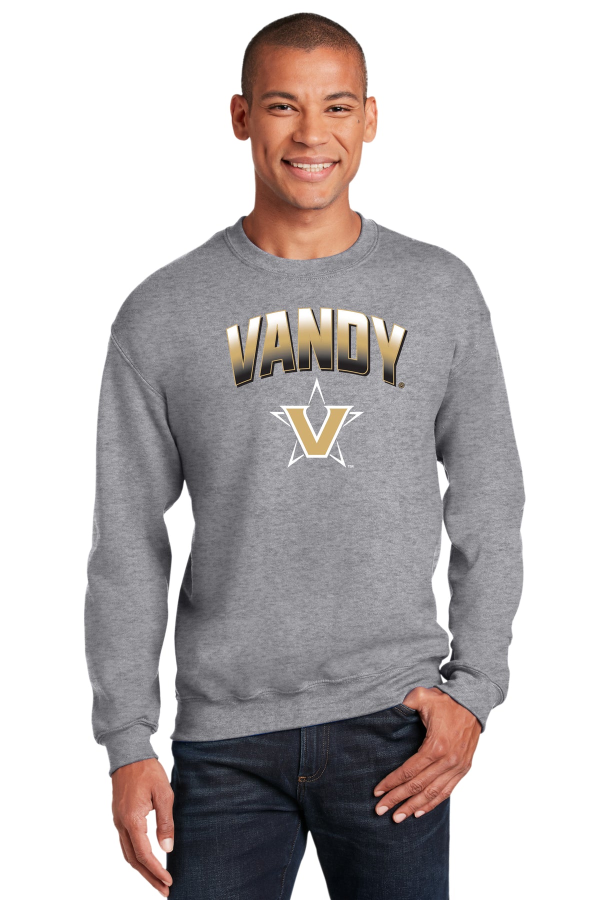 Vanderbilt Commodores Crewneck Sweatshirt - Vandy Arch Full Color Fade with Primary