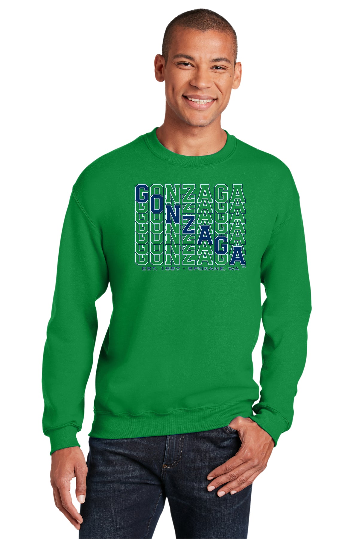 Gonzaga Bulldogs Crewneck Sweatshirt - Diagonal Echo Gonzaga
