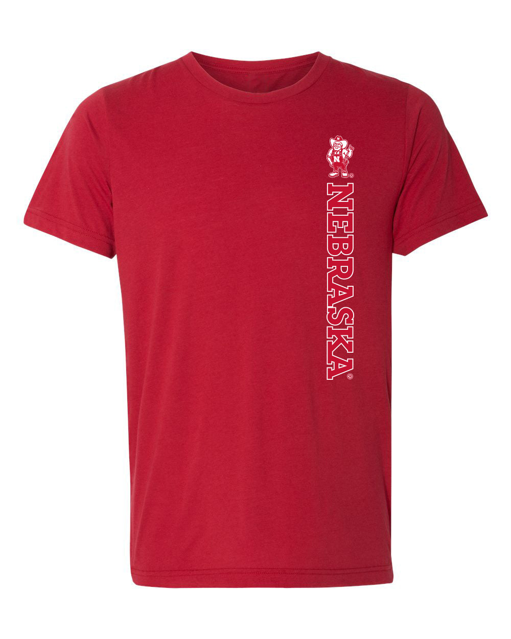 Nebraska Huskers Premium Tri-Blend Tee Shirt - Vertical Nebraska Herbie Husker