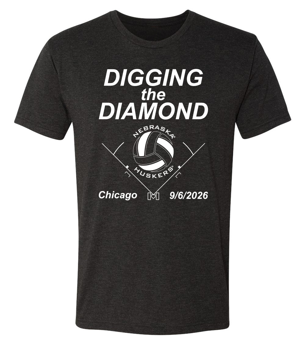 Nebraska Huskers Premium Tri-Blend Tee Shirt - Nebraska Volleyball Digging the Diamond