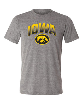 Iowa Hawkeyes Premium Tri-Blend Tee Shirt - Full Color IOWA Fade Tigerhawk Oval