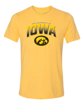 Iowa Hawkeyes Premium Tri-Blend Tee Shirt - Full Color IOWA Fade Tigerhawk Oval