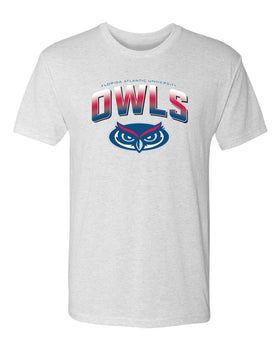 Florida Atlantic Owls Premium Tri-Blend Tee Shirt - FAU Full Color OWLS Fade