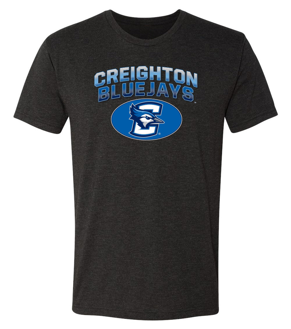 Creighton Bluejays Premium Tri-Blend Tee Shirt - Full Color Fade Primary Logo Oval