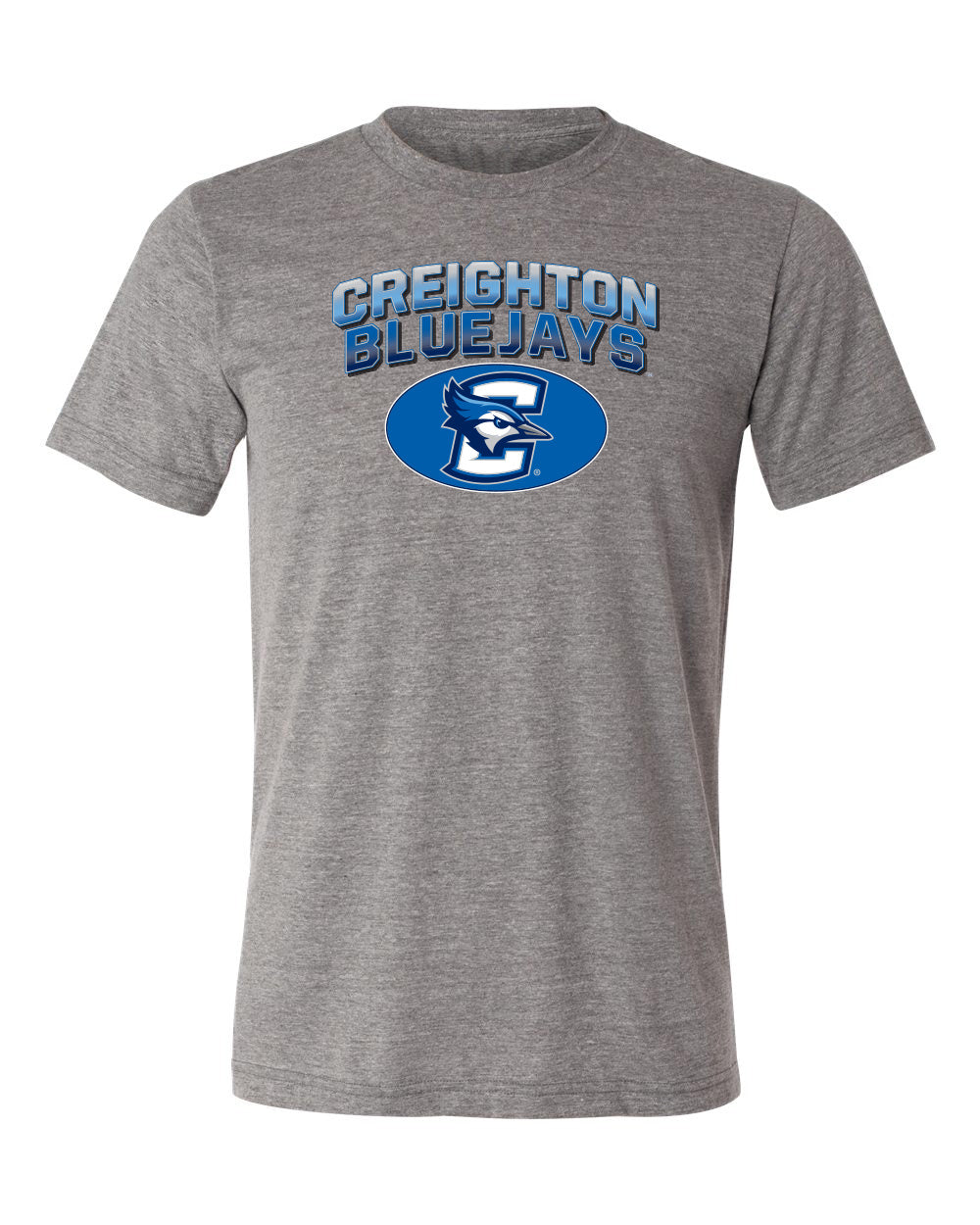Creighton Bluejays Premium Tri-Blend Tee Shirt - Full Color Fade Primary Logo Oval