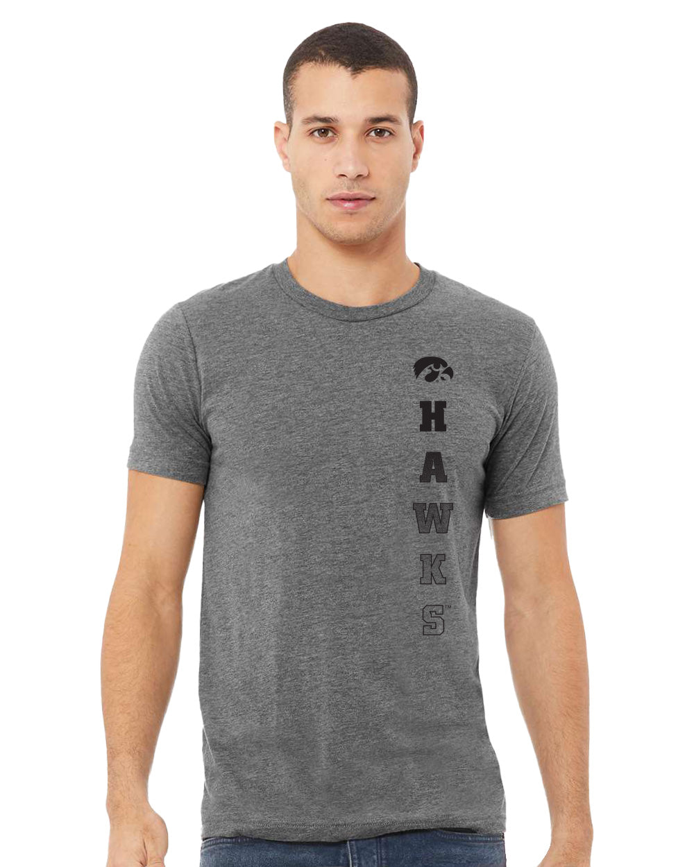 Iowa Hawkeyes Premium Tri-Blend Tee Shirt - Vert Hawks Fade with Tigerhawk