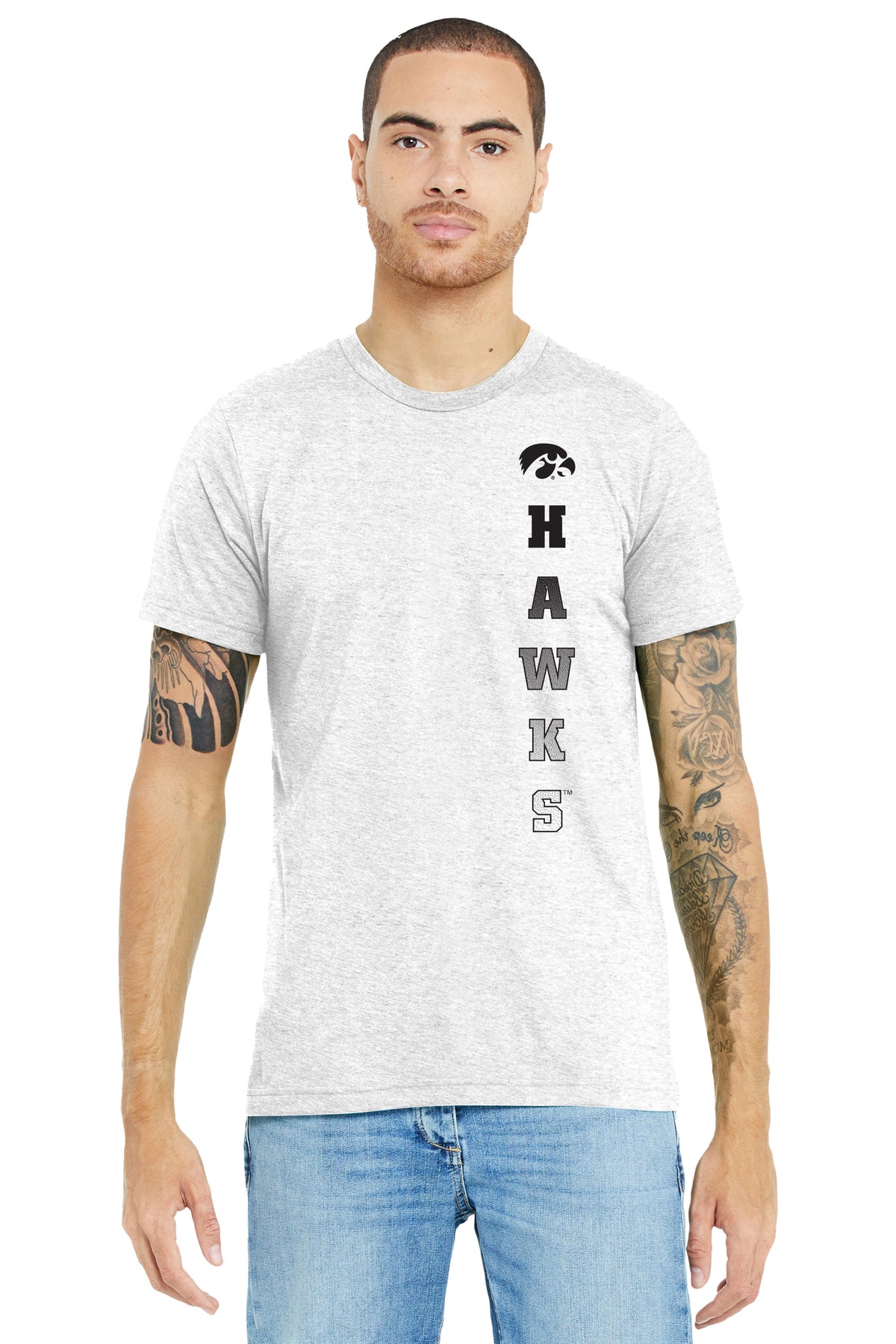 Iowa Hawkeyes Premium Tri-Blend Tee Shirt - Vert Hawks Fade with Tigerhawk